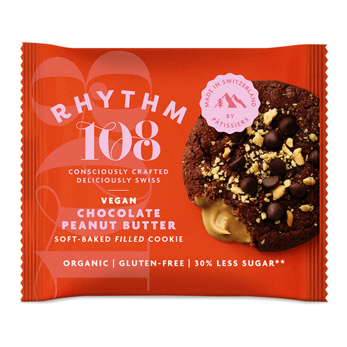 Rhythm 108-Soft Baked Filled Cookies | Chocolate Peanut Butter | Plastic Free & Vegan 