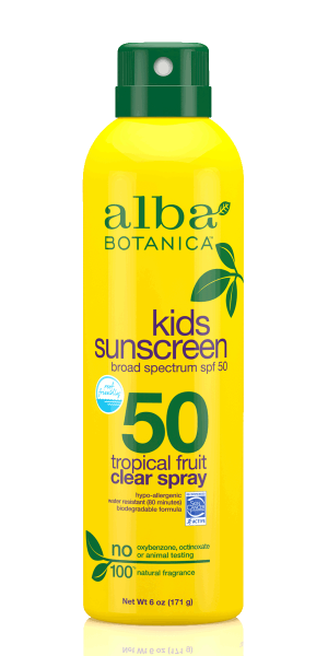 Alba Botanica-Kids Tropical Fruit Clear Sunscreen Spray | SPF50 - The Cruelty Free Beauty Box